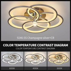 Lustra LED culoare sampanie argintie cu telecomanda wi-fi 2.4G 170 w 10600 lm