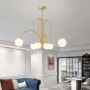 Lustra gold 6 globuri sticla mate albe dulii G9