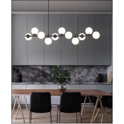 Lustra LED black cu 11 globuri albe mate cu socluri G9