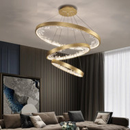 Lustra led gold cu telecomanda wifi 2.4g D 40cm + 60cm + 80cm alb variabil 226w