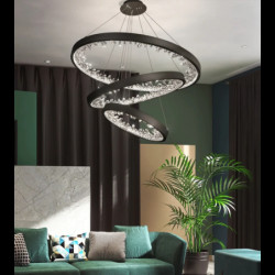 Lustra led neagra cu telecomanda wifi 2.4g D 40cm + 60cm + 80cm alb variabil 226w