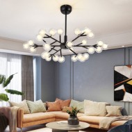 Lustra LED neagra cu 25 globuri transparente cu becuri G9 de 2W 4000k incluse 50 w 2200 lm