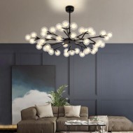 Lustra LED neagra cu 45 globuri transparente cu becuri G9 de 2W 4000k incluse 90 w 4000 lm