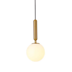 Pendul gold cu glob alb si soclu bec dulie E27