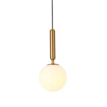 Pendul gold cu glob alb si soclu bec dulie E27