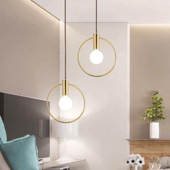Lustra gold pe cablu soclu bec E27