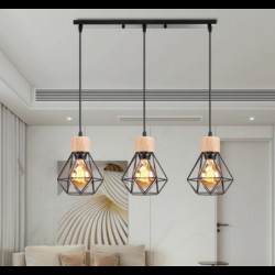 Lustra suspendata moderna neagra cu 3 socluri E27