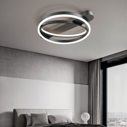 Lustra LED neagra 2 cercuri cu telecomanda wifi 2.4G cu alb variabil 50 cm