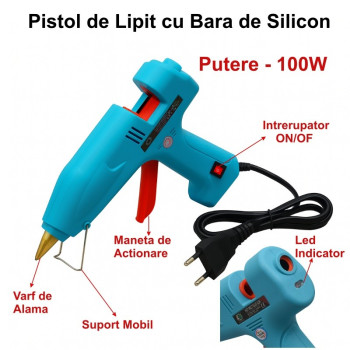 Pistol de lipit cu bare de silicon 11mm 100W model HJ029