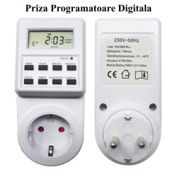 Priza programabila digitala pentru interior cu timer electronic