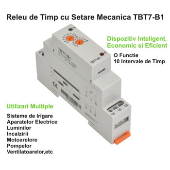 Releu de timp si interval pe sina DIN TBT7-B1 automatizari