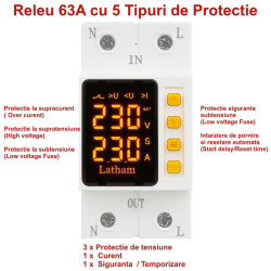 Releu Electronic de Protectie 1-63A reglabil supratensiune subtensiune