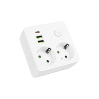 Dublu stecher – 2 prize Schuko si USB Alb