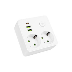 Dublu stecher – 2 prize Schuko si USB Alb
