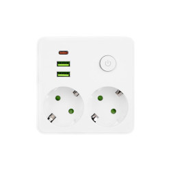 Dublu stecher – 2 prize Schuko si USB Alb