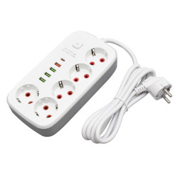 Prelungitor multifunctional 5 prize 2m USB PD cu intrerupator