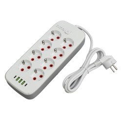 Prelungitor multifunctional 8 prize 2m USB PD cu intrerupator