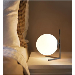 Veioza neagra eleganta din metal si sticla, 52 cm, 220V
