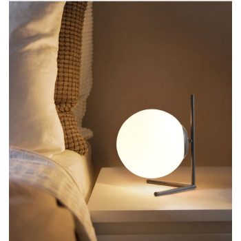 Veioza neagra eleganta din metal si sticla, 52 cm, 220V