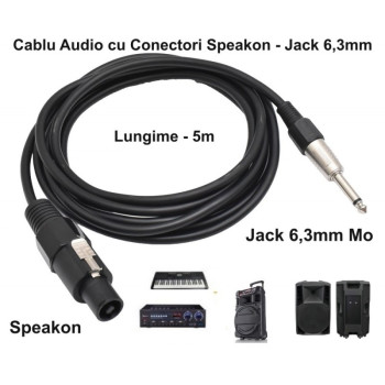 Cablu Audio Jack 6,3 tata MO - speakon Tata Prof - 6mm / 5m