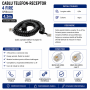Cablu telefon fix receptor 4 fire spiralat negru 4.5m