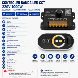 Controler banda led 220v CCT 1000W Bluetooth RF HPW262