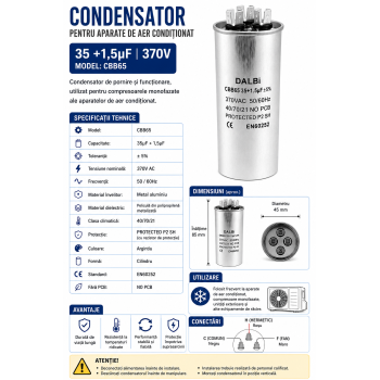Condensator aparat aer conditionat 35+1.5uF CBB65