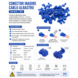 Conector Inadire Cablu albastru 100 buc 0.35-2.5mm