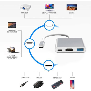 Adaptor USB-C la HDMI 4K cu USB 3.0 si PD 100W