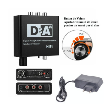 Convertor Digital Analog Audio HiFi cu Volum si Jack