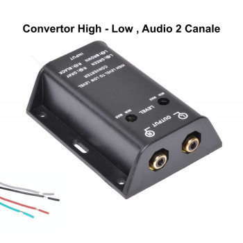 Convertor High Low audio auto 2 canale RCA reglaj nivel