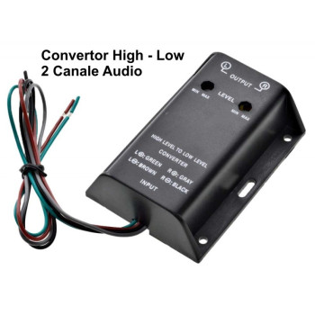 Convertor High Low audio auto 2 canale RCA reglaj nivel