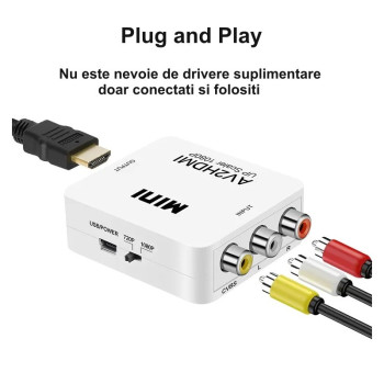 Convertor Mini AV2HDMI HDV-554 3RCA - HDMI 1080p