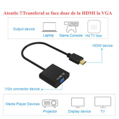 Convertor HDMI VGA cu Audio Jack 3.5mm Full HD 1080p