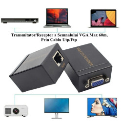 Extender VGA UTP 60m pentru Monitor si TV