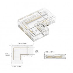 Conector transparent de colt banda led COB monocolora latime de 10 mm 90 grade 