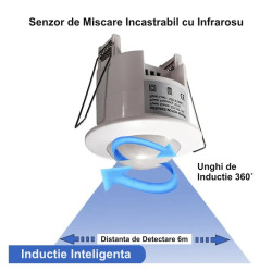 Senzor de miscare cu infrarosu 360° incastrabil