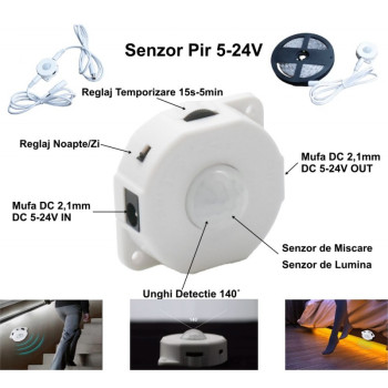 Senzor de miscare 12V cu Reglaje