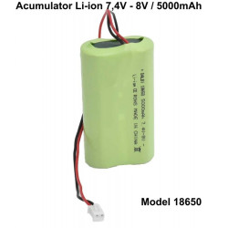 Acumulator Li-ion 2x18650 Dalbi echipat cu fire și conector 7,4V-8V, 5000mAh