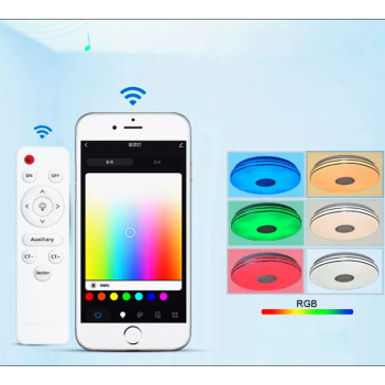 Plafoniera led RGB cu difuzor bluetooth si telecomanda 72w 50 cm