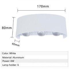 Aplica exterior LED 6W alba IP65 pentru iluminat fatada
