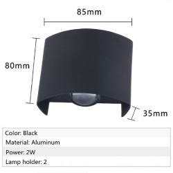 Aplica exterior LED 2W gri IP65 cu lumina calda 3000K