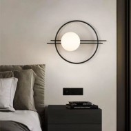 Aplica neagra glob sticla alba mata bec E27 maxim 60w