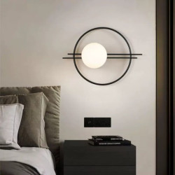 Aplica neagra glob sticla alba mata bec E27 maxim 60w