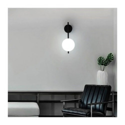 Aplica E27 neagra bec maxim 60 w glob mat alb