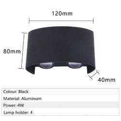 Aplica exterior LED 4W gri IP65 cu lumina calda 3000K