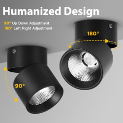 Aplica spot LED neagra orientabila 12 w 4000 k
