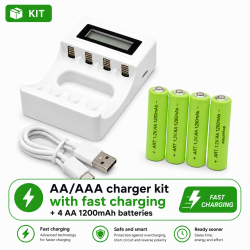 Kit incarcator rapid acumulatori AA, digital, si 4 AA 1200mAh