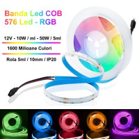 Banda led cob rgb 12V 576 LED/m 10W/m IP20 5m