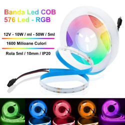 Banda led cob rgb 12V 576 LED/m 10W/m IP20 5m